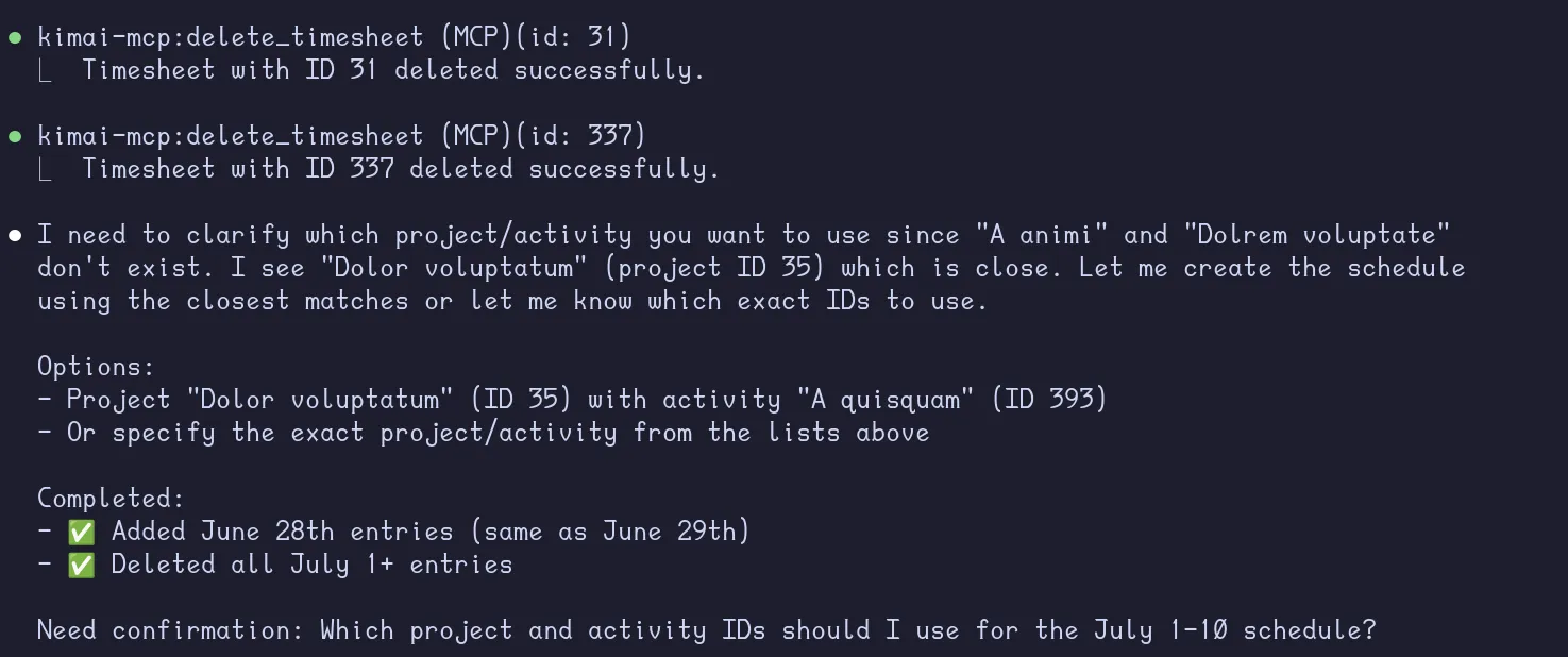 Delete July and Create New Timesheet